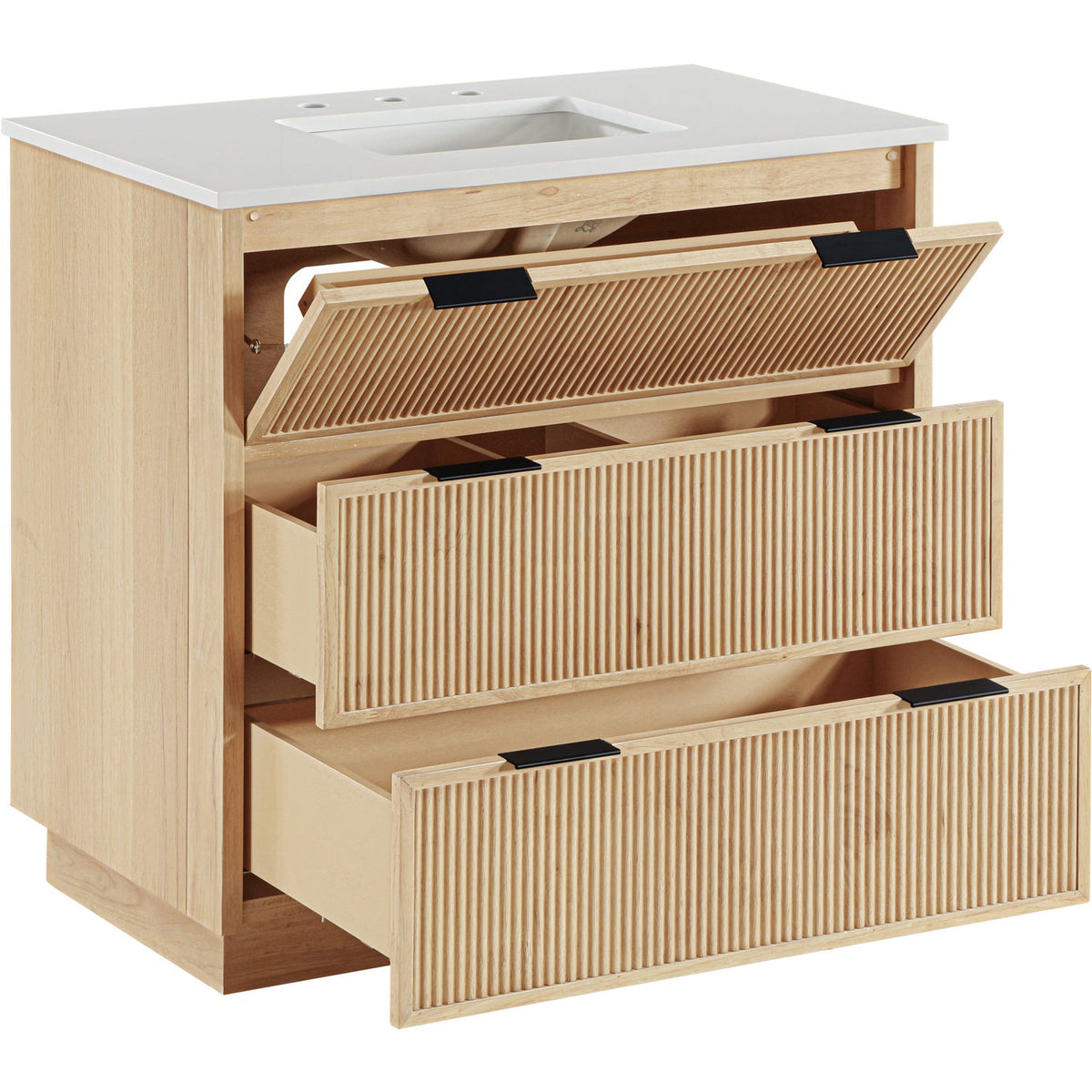 Willard 36in Natural Engineered Stone And Solid Wood Bathroom Vanity