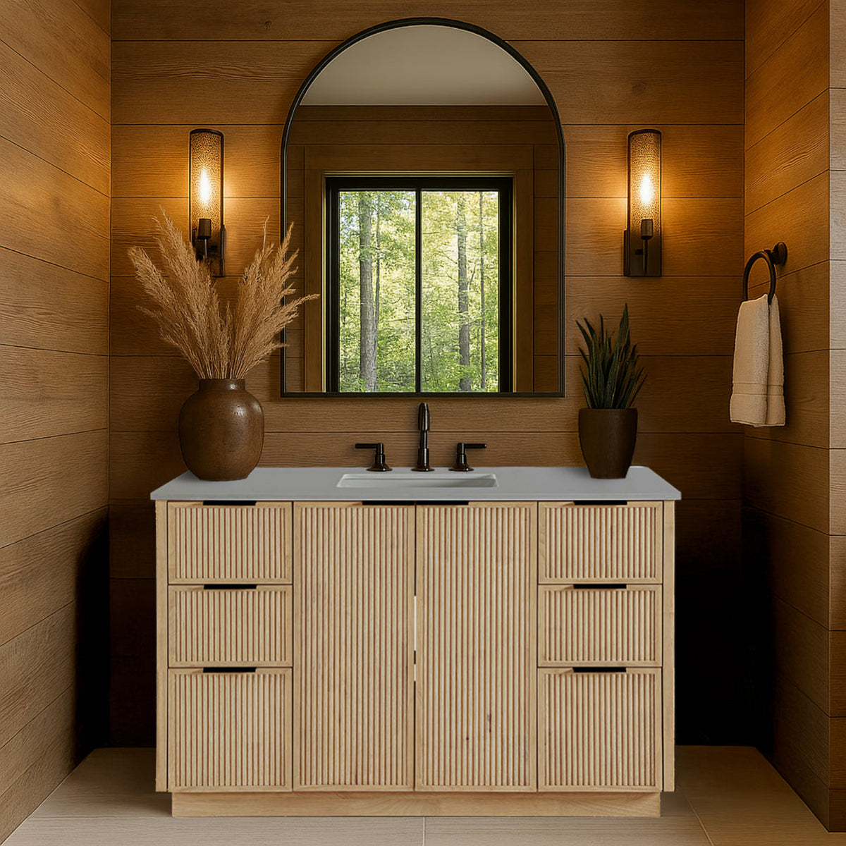 Willard 48in Natural Engineered Stone And Solid Wood Bathroom Vanity