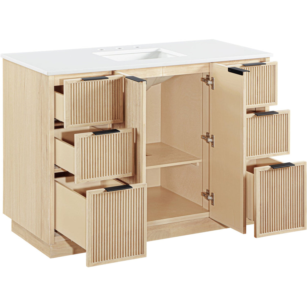 Willard 48in Natural Engineered Stone And Solid Wood Bathroom Vanity