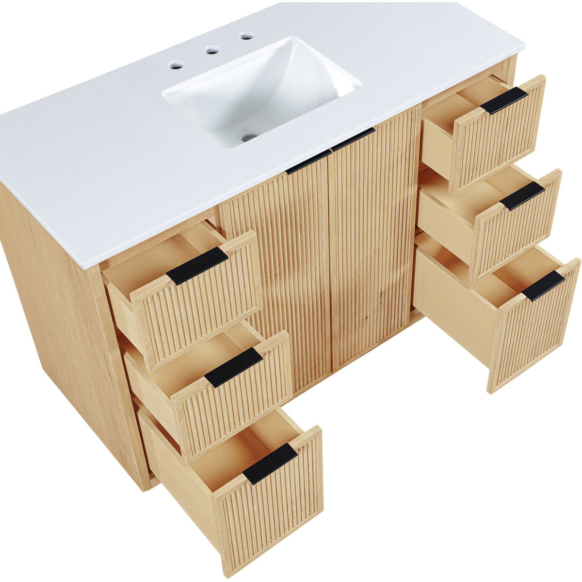 Willard 48in Natural Engineered Stone And Solid Wood Bathroom Vanity