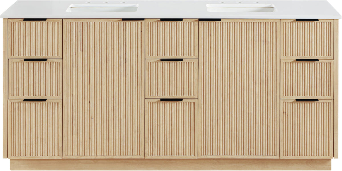 Willard 72in Natural Engineered Stone And Solid Wood Bathroom Vanity