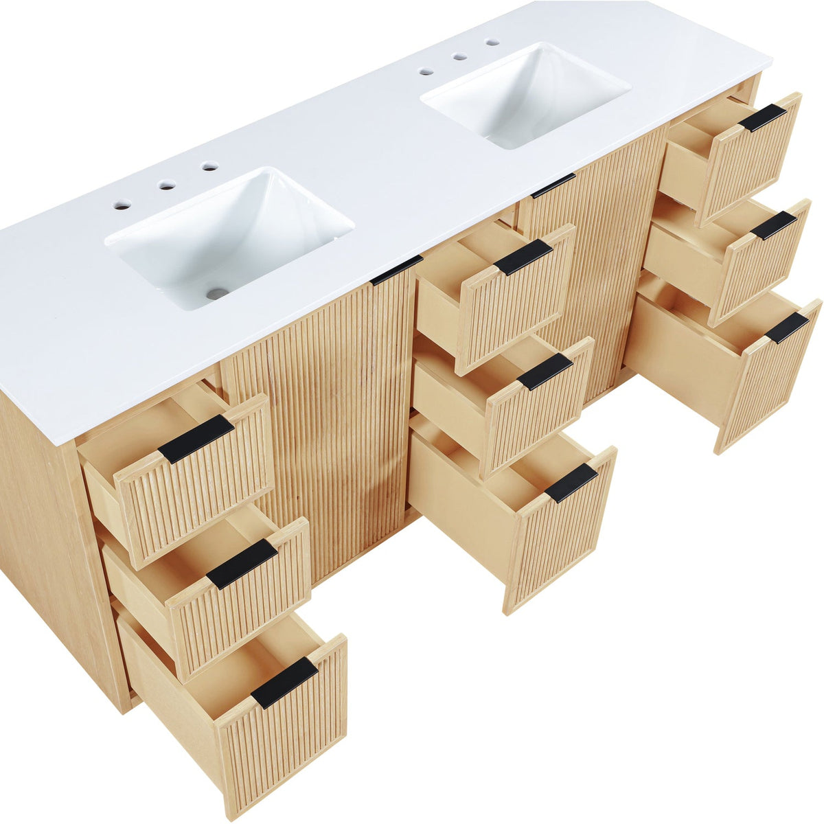 Willard 72in Natural Engineered Stone And Solid Wood Bathroom Vanity