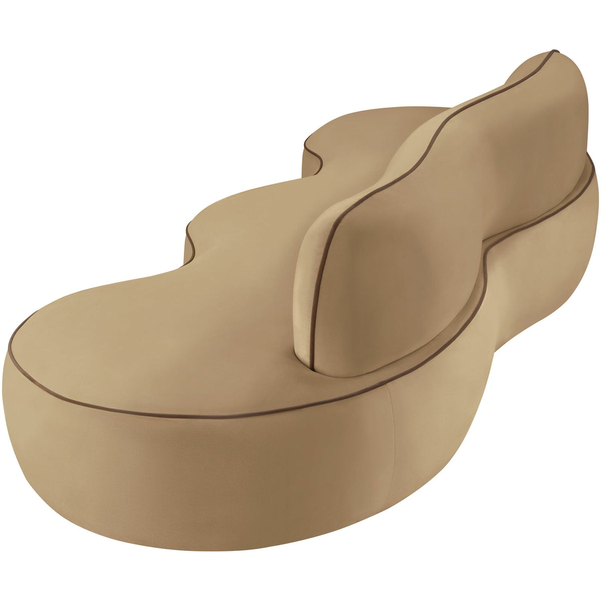 Swerve 100in Beige Velvet Upholstered Sofa