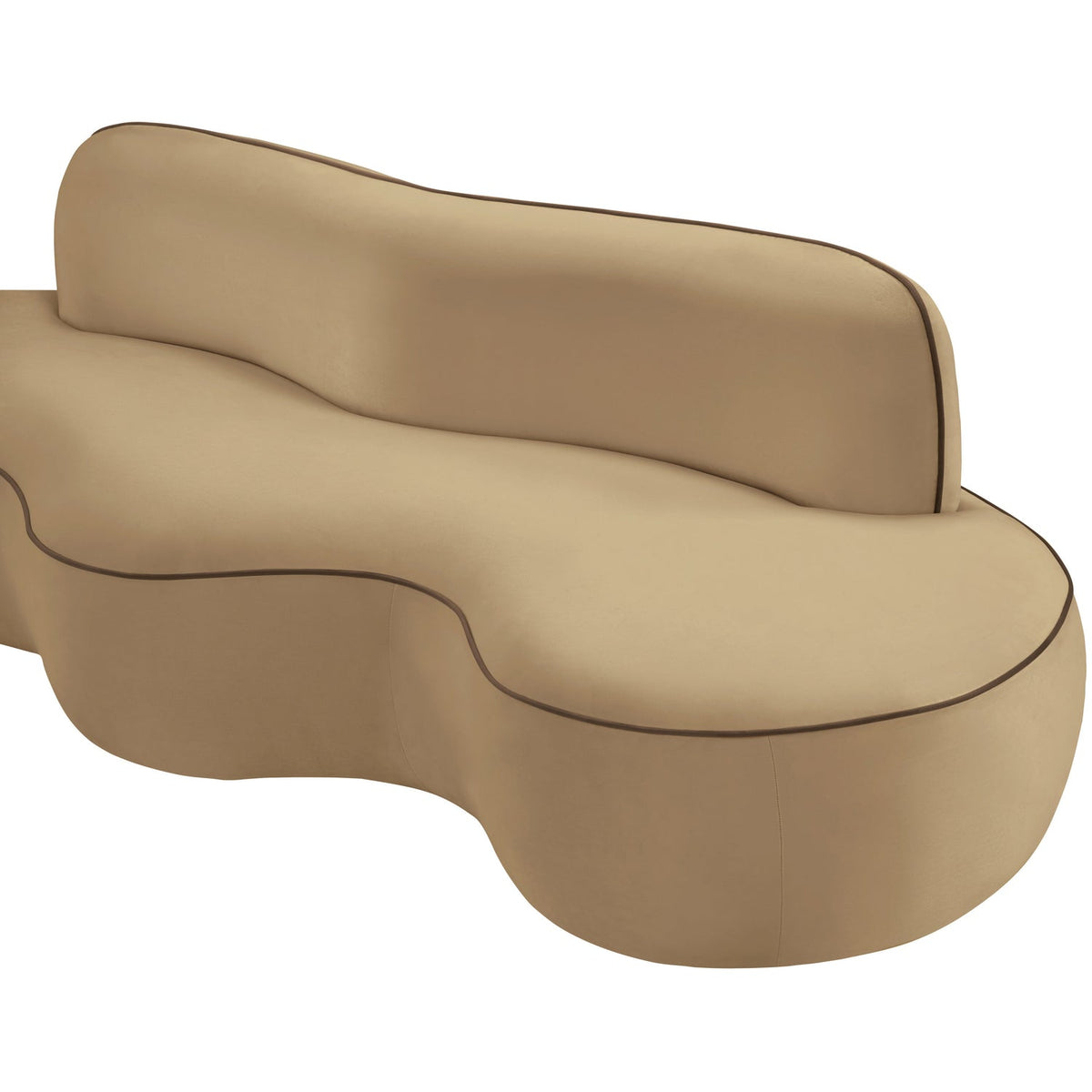 Swerve 100in Beige Velvet Upholstered Sofa