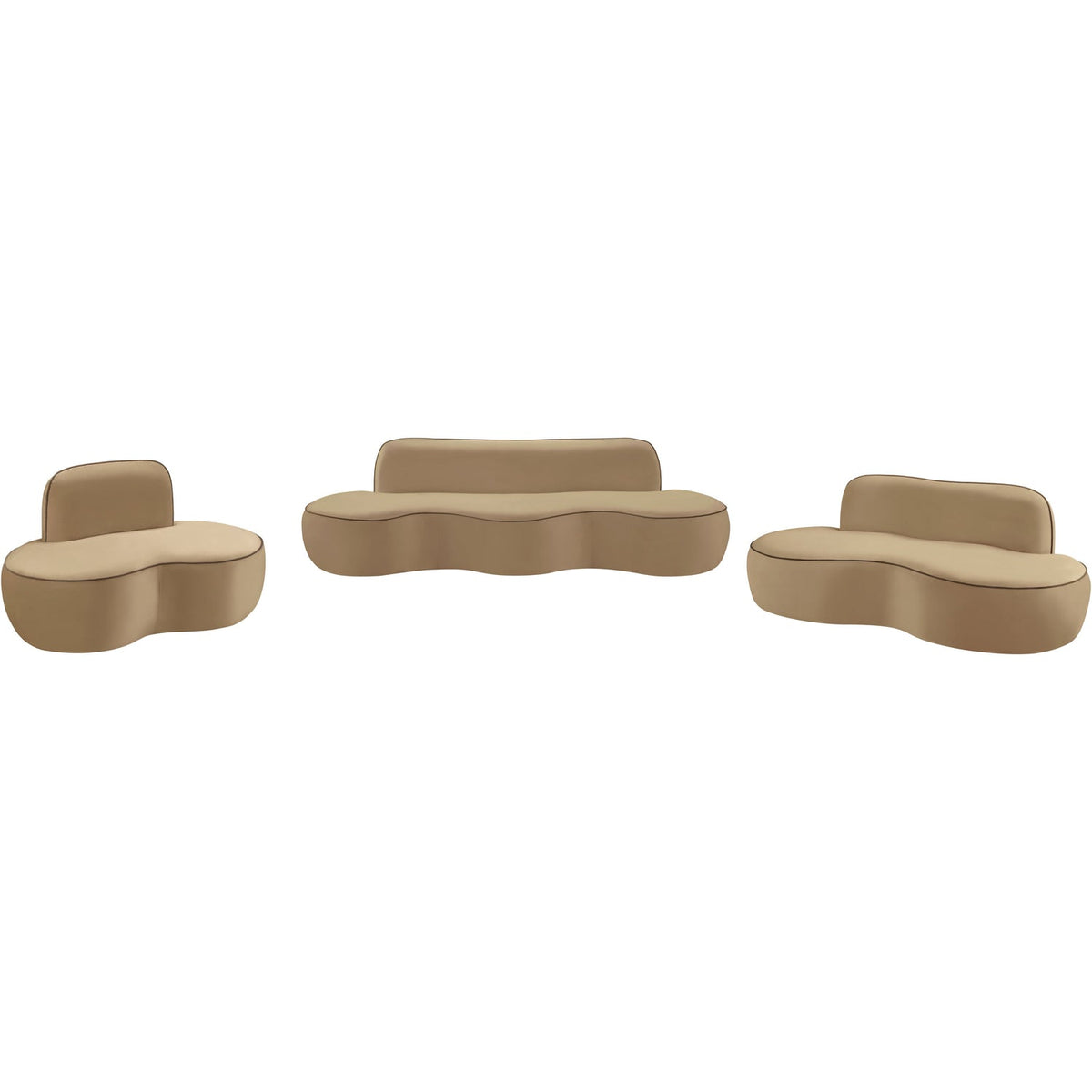 Swerve 100in Beige Velvet Upholstered Sofa