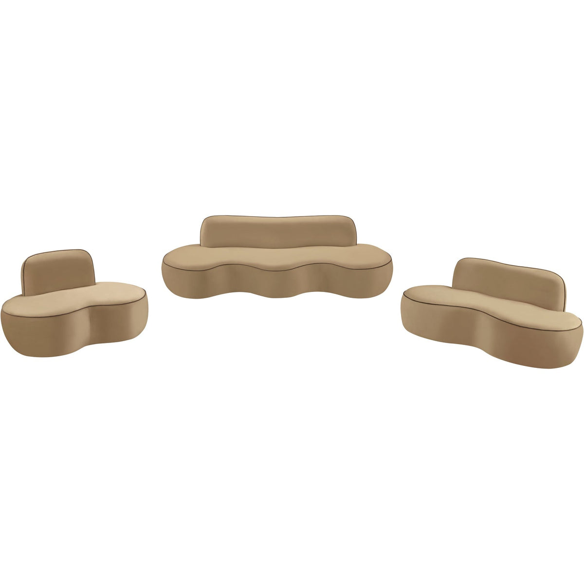 Swerve 100in Beige Velvet Upholstered Sofa