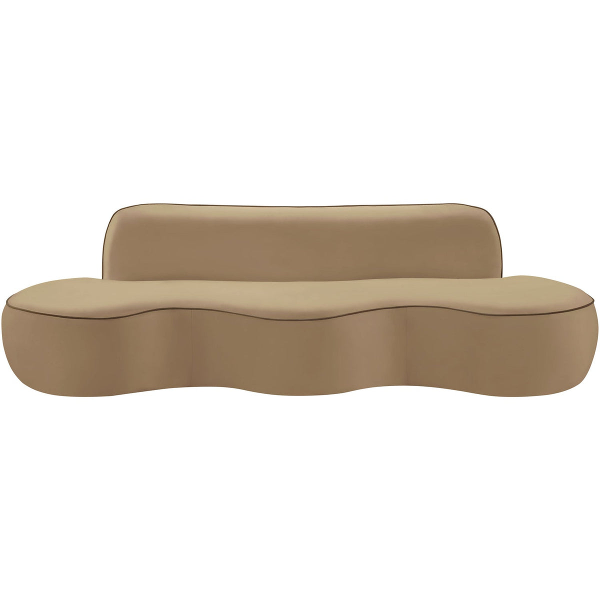 Swerve 100in Beige Velvet Upholstered Sofa