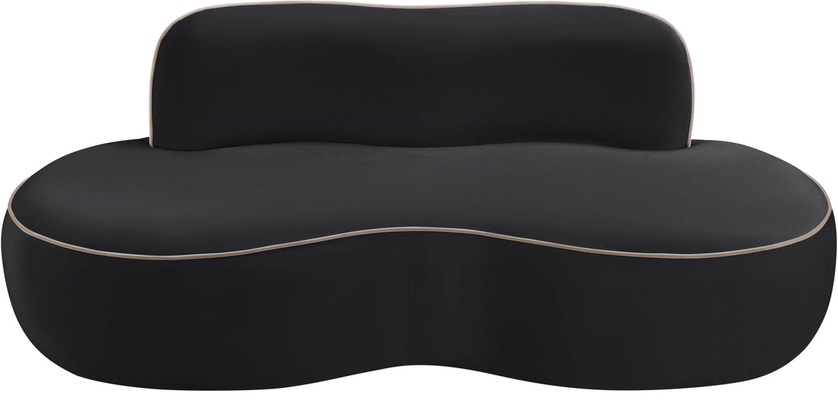 Swerve 7 7in Black Velvet Upholstered Loveseat