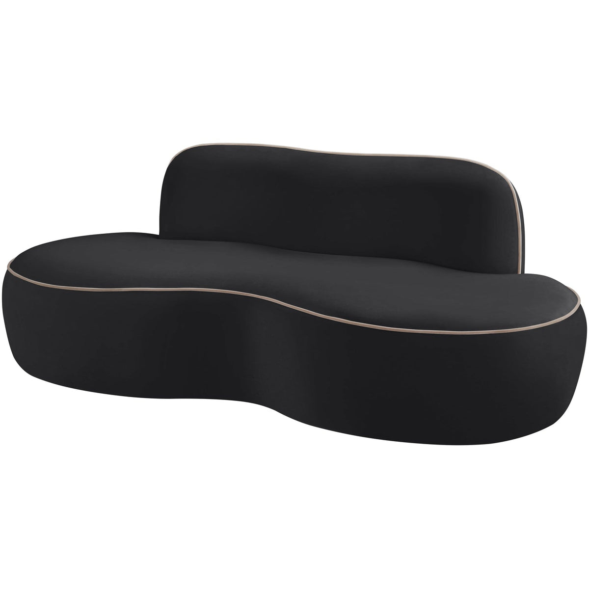 Swerve 7 7in Black Velvet Upholstered Loveseat