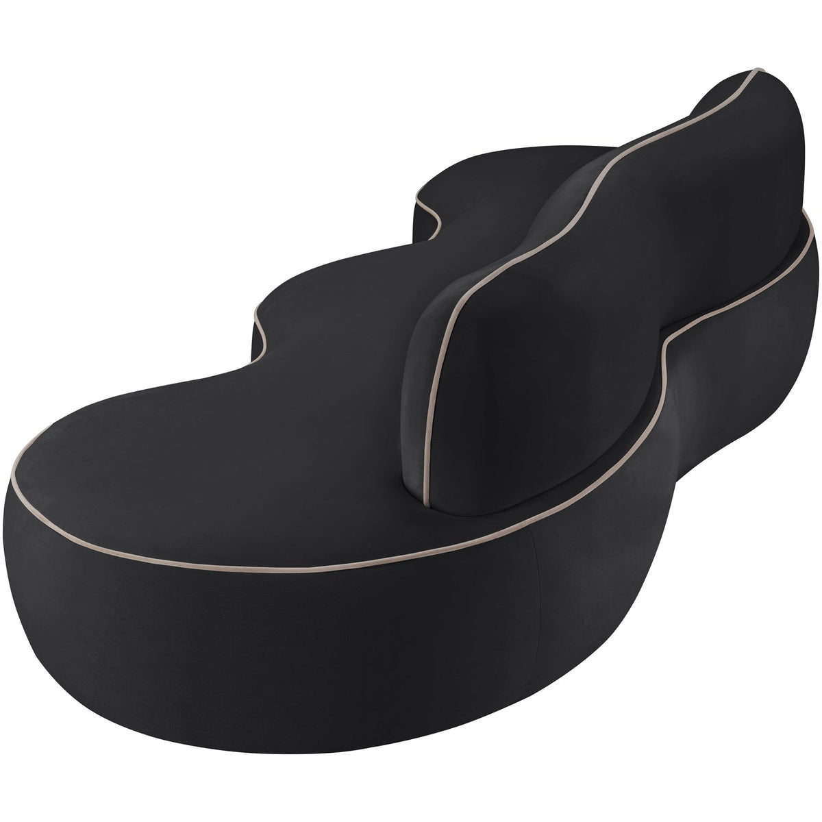 Swerve 100in Black Velvet Upholstered Sofa