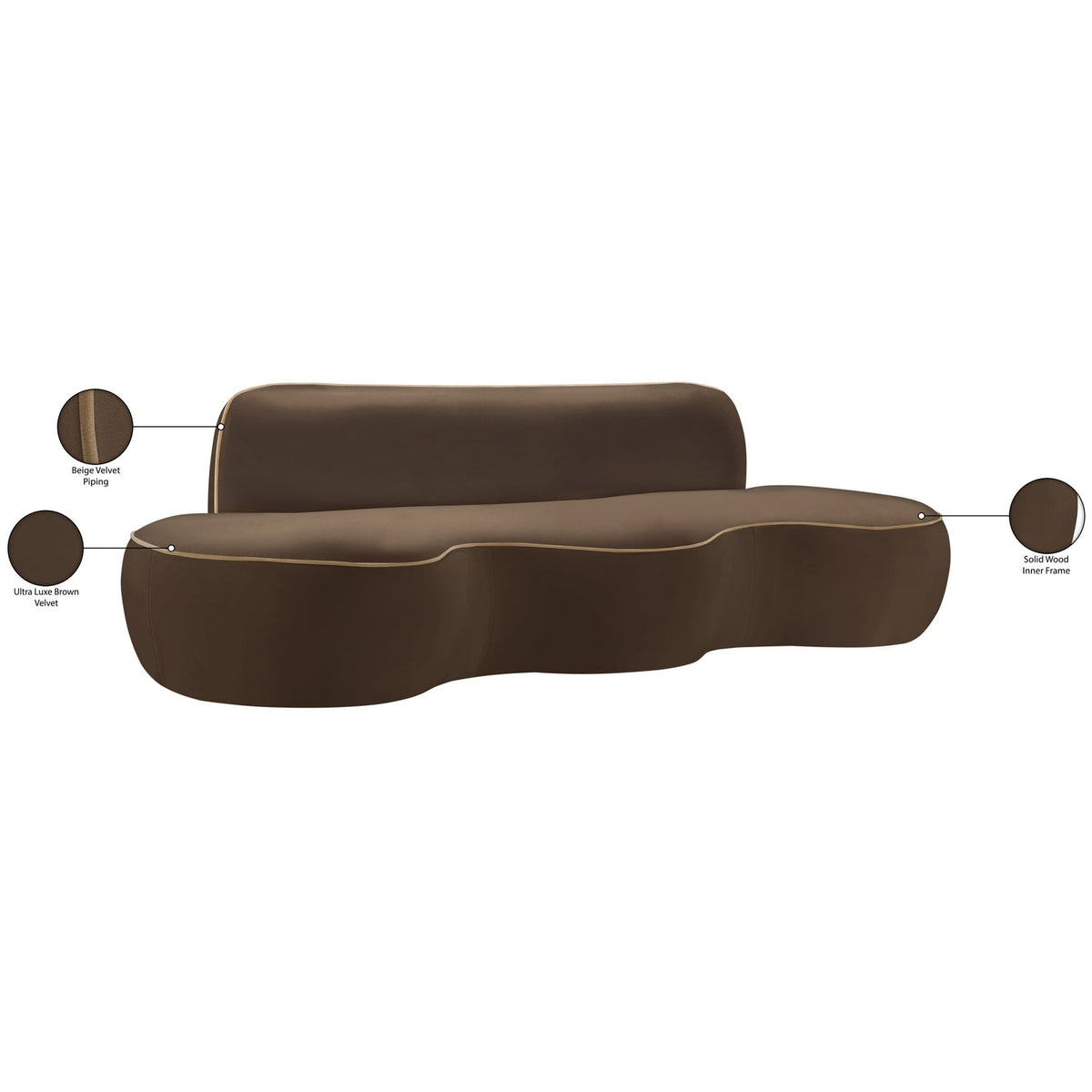 Swerve 100in Brown Velvet Upholstered Sofa