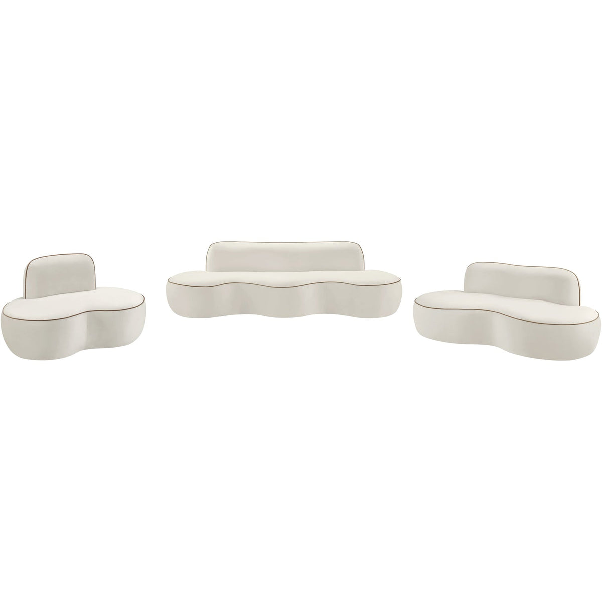 Swerve 7 7in Cream Velvet Upholstered Loveseat