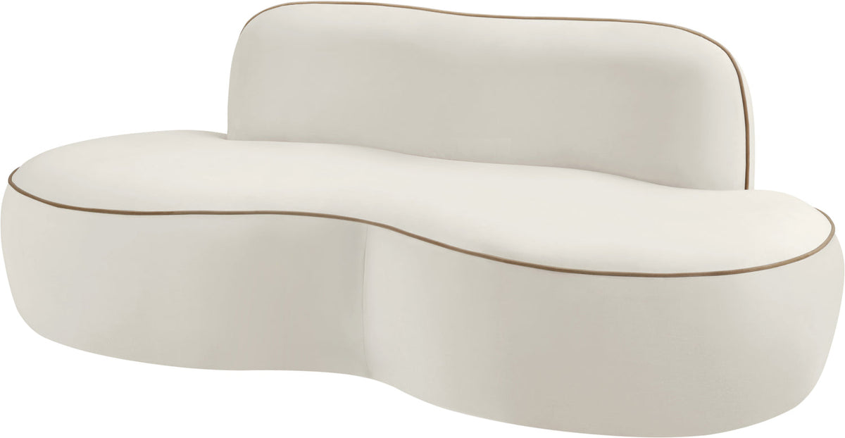 Swerve 7 7in Cream Velvet Upholstered Loveseat