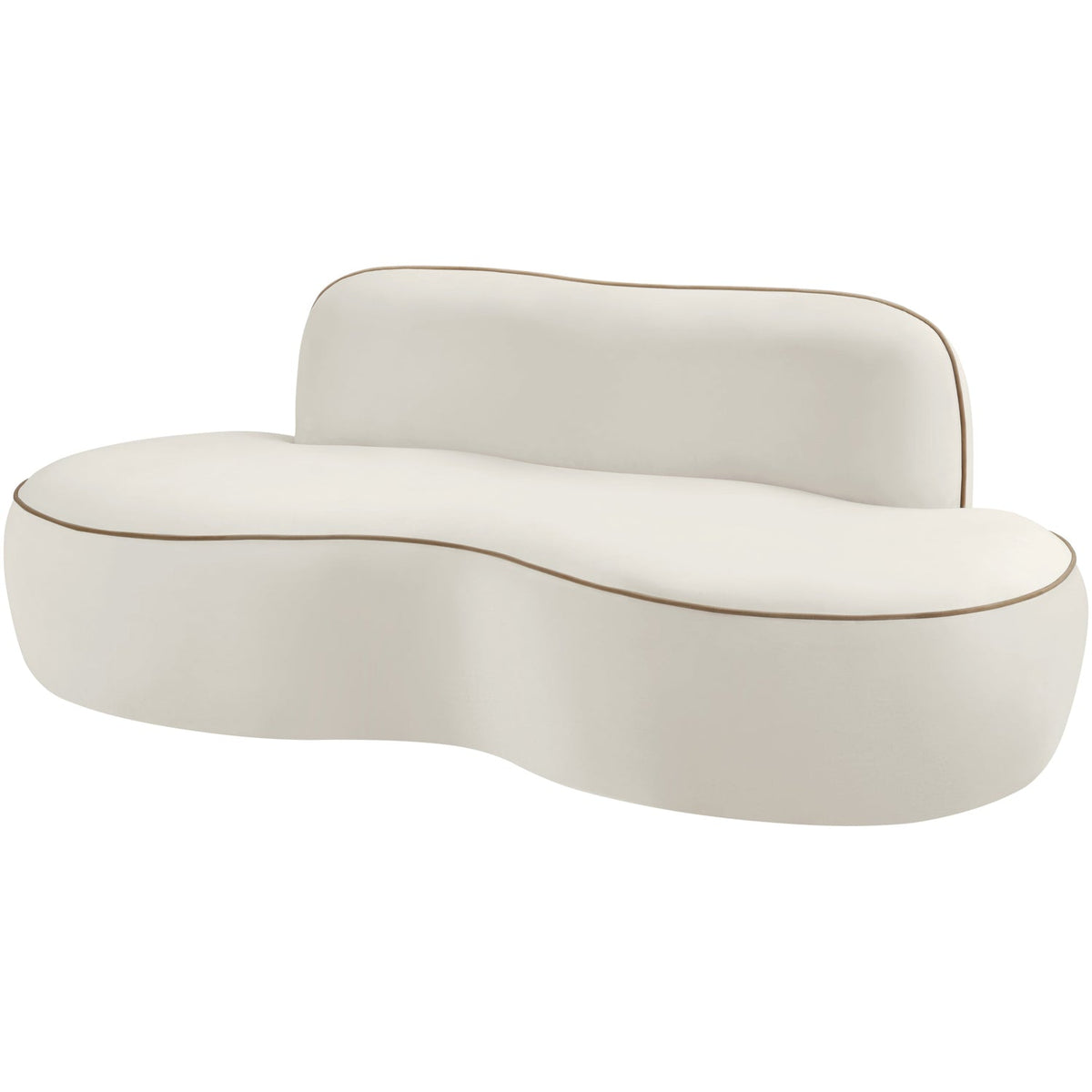 Swerve 7 7in Cream Velvet Upholstered Loveseat