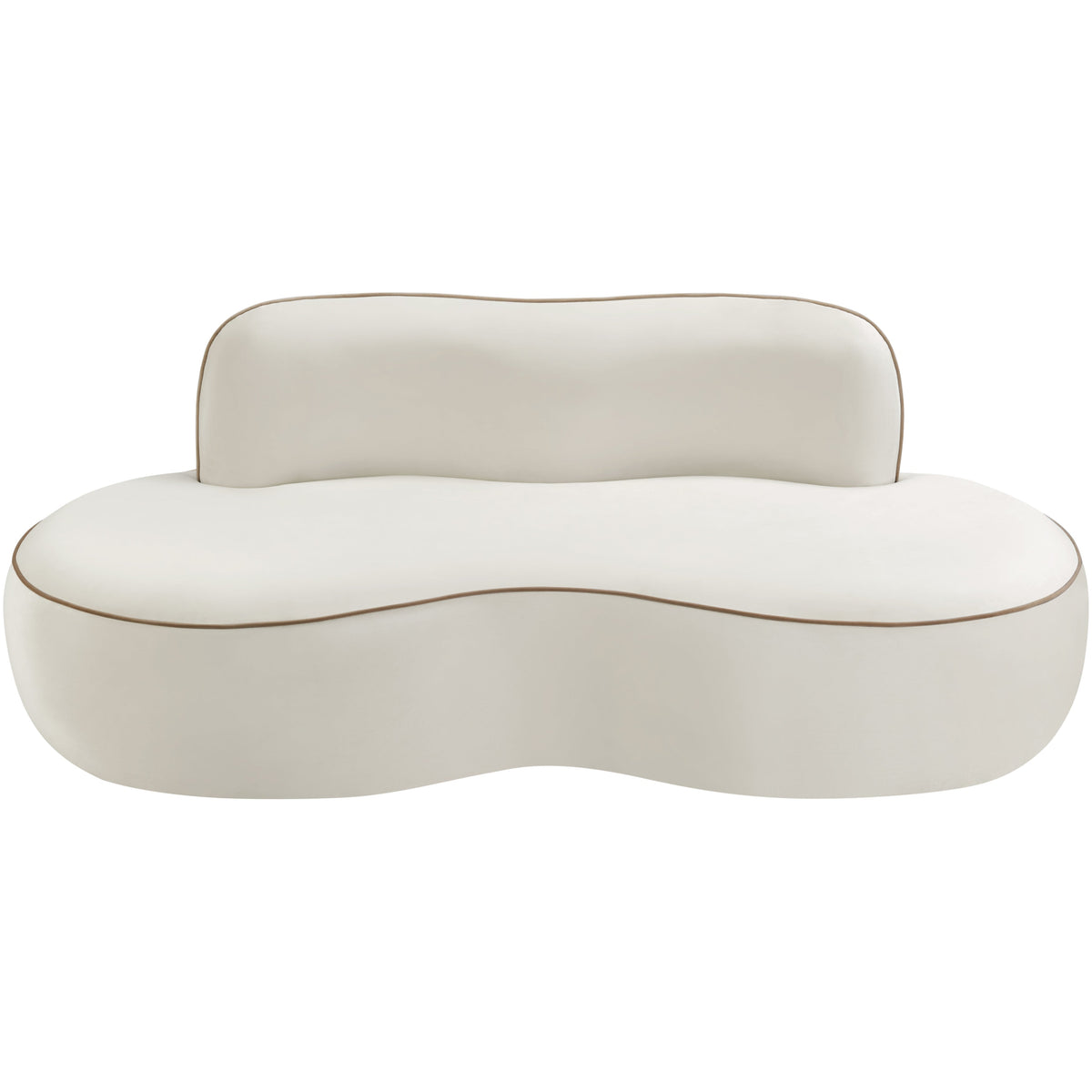 Swerve 7 7in Cream Velvet Upholstered Loveseat