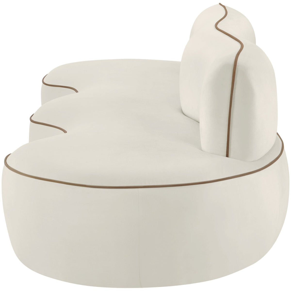 Swerve 10 0in Cream Velvet Upholstered Sofa