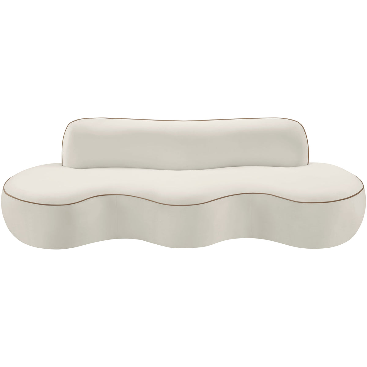 Swerve 10 0in Cream Velvet Upholstered Sofa