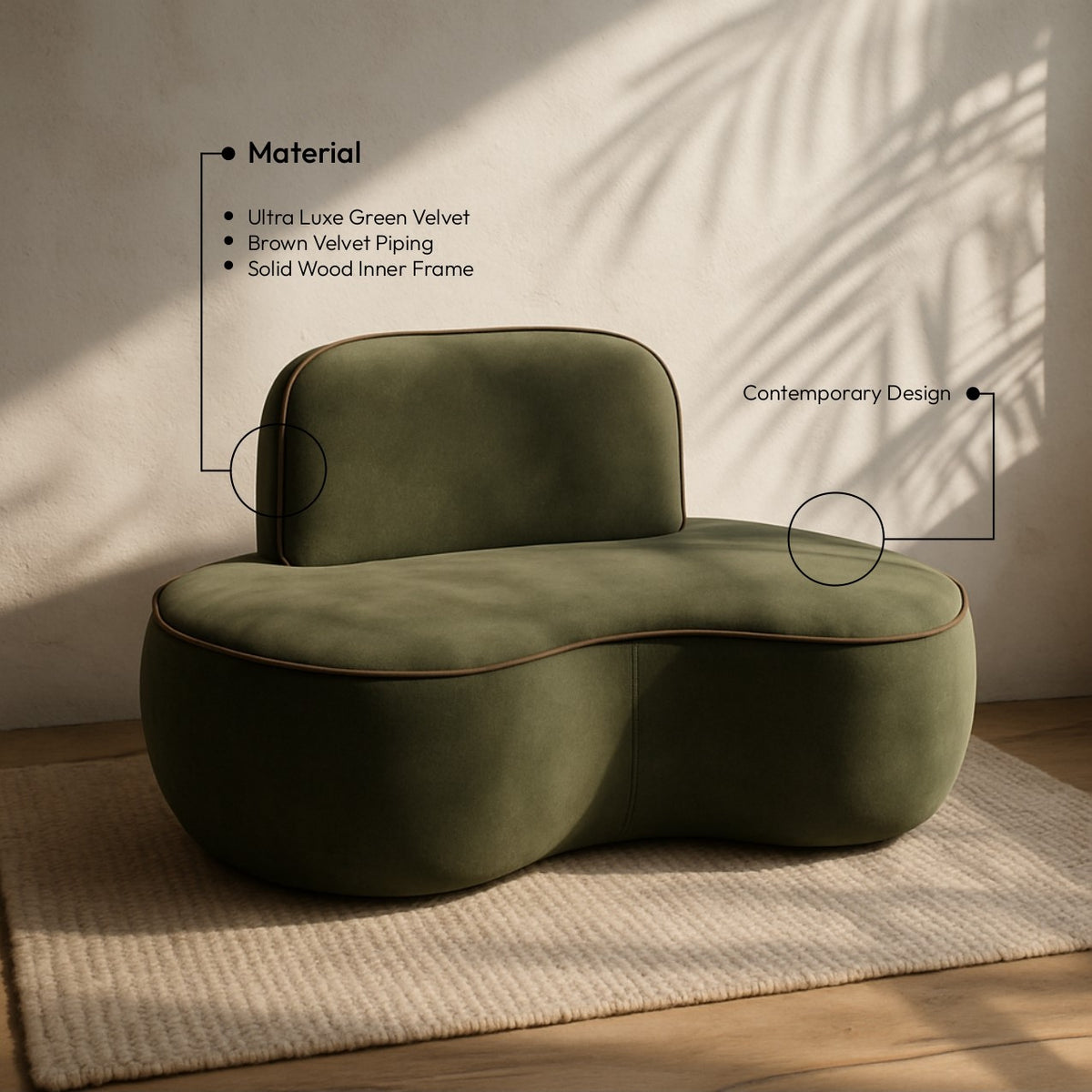 Swerve Green Velvet Upholstered Chair