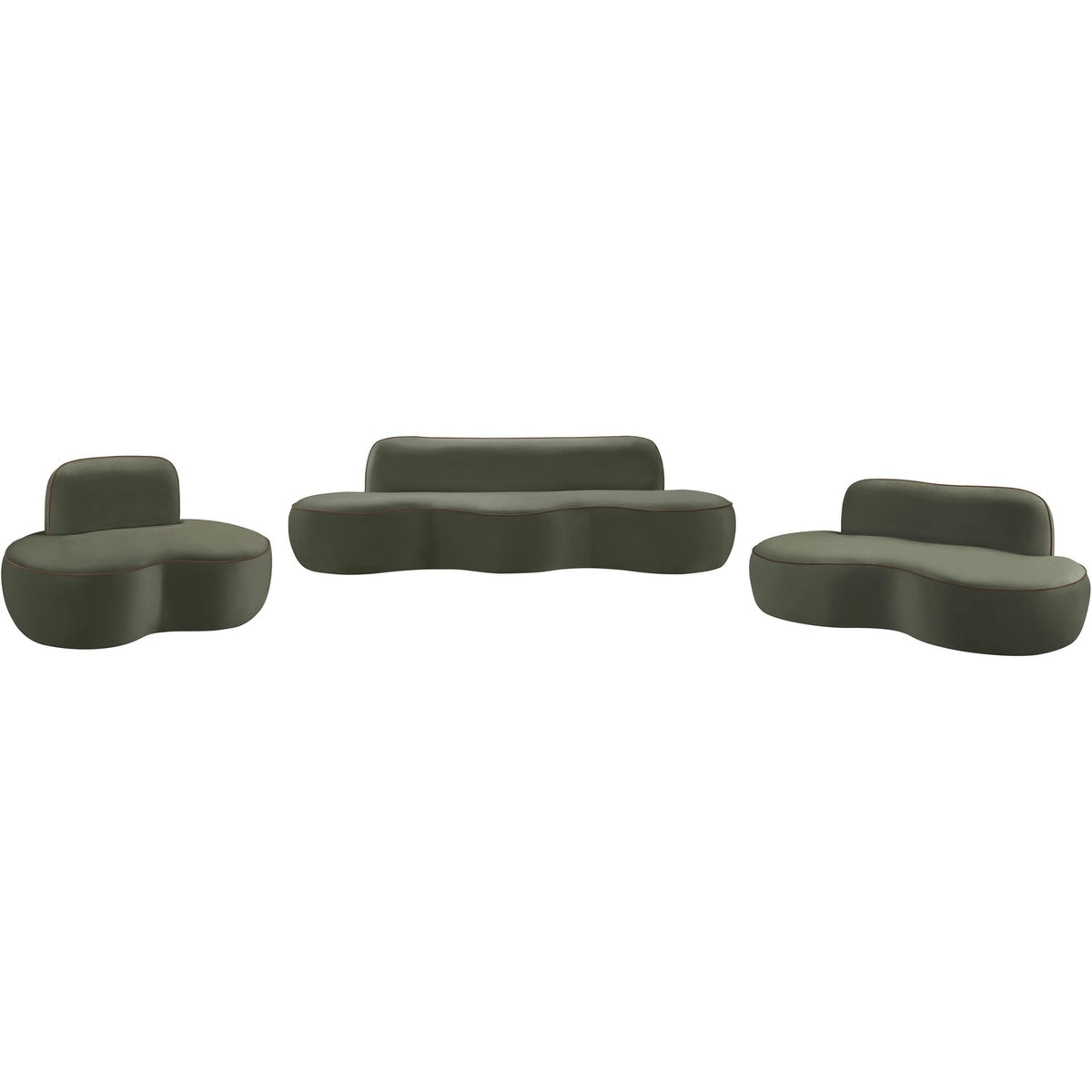 Swerve 7 7in Green Velvet Upholstered Loveseat