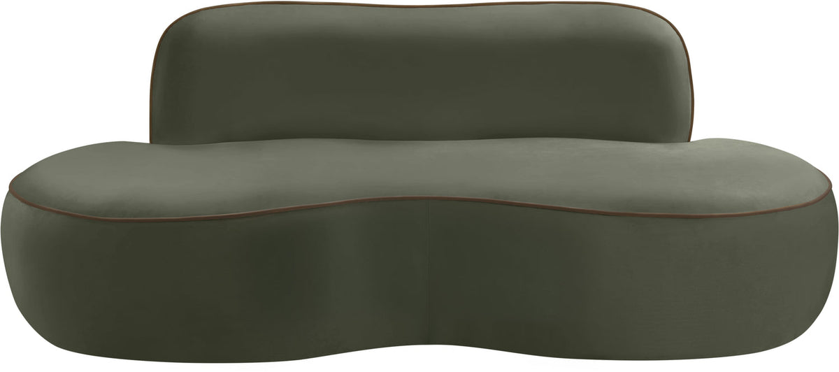 Swerve 7 7in Green Velvet Upholstered Loveseat