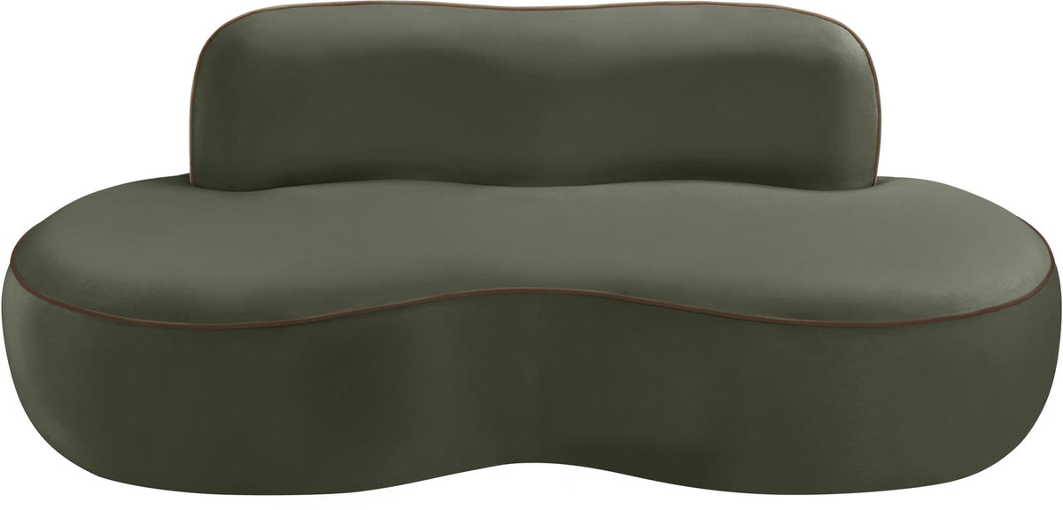 Swerve 7 7in Green Velvet Upholstered Loveseat