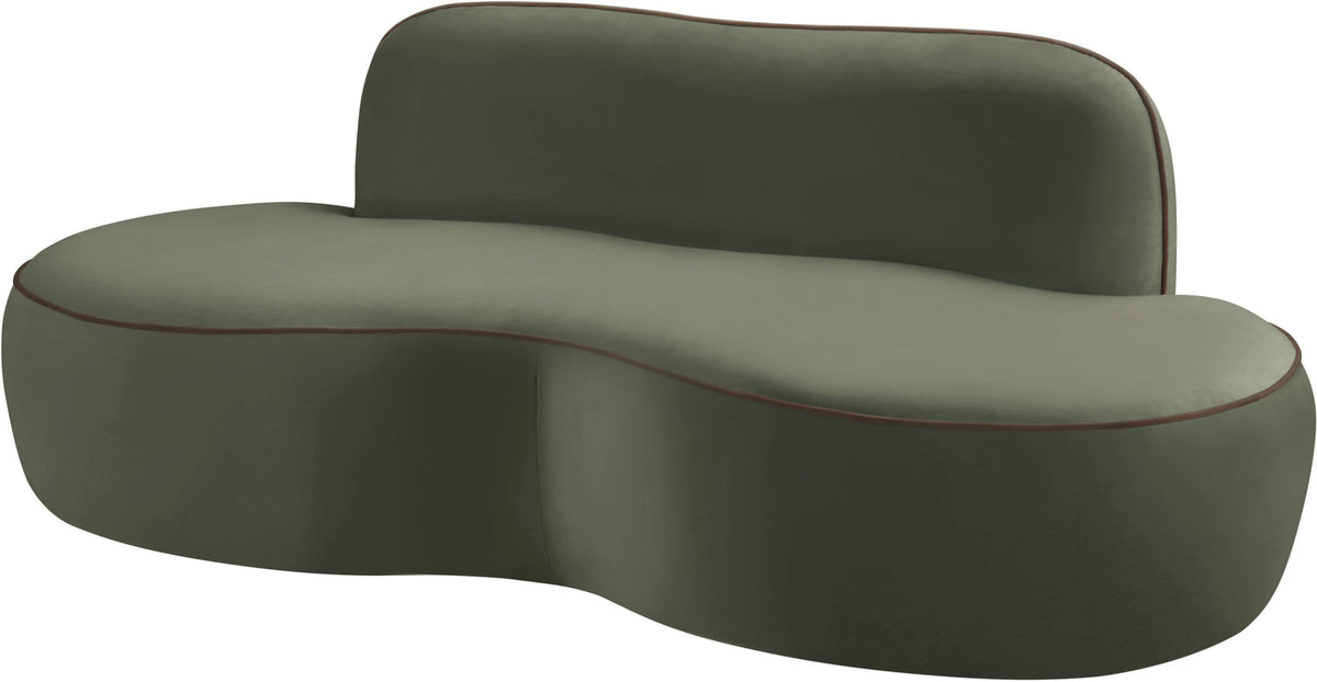 Swerve 7 7in Green Velvet Upholstered Loveseat