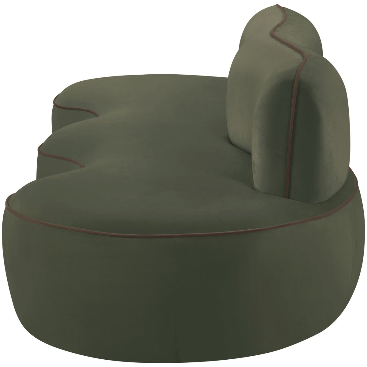 Swerve 10 0in Green Velvet Upholstered Sofa