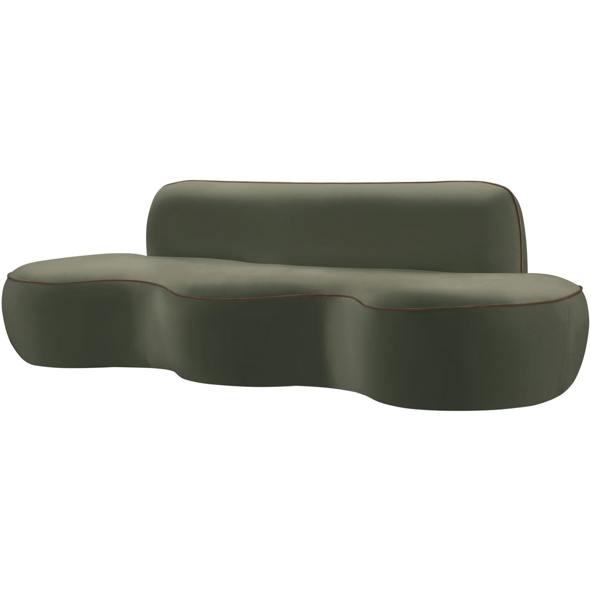 Swerve 10 0in Green Velvet Upholstered Sofa