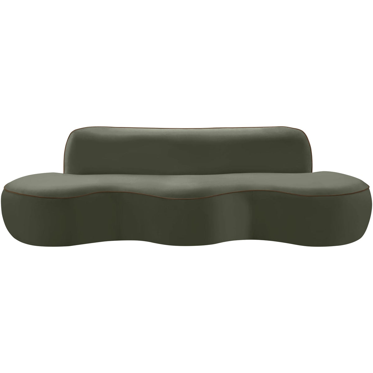 Swerve 10 0in Green Velvet Upholstered Sofa