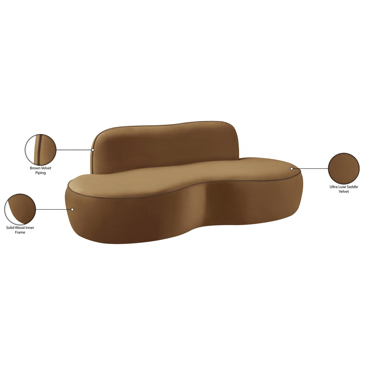 Swerve 7 7in Saddle Velvet Upholstered Loveseat