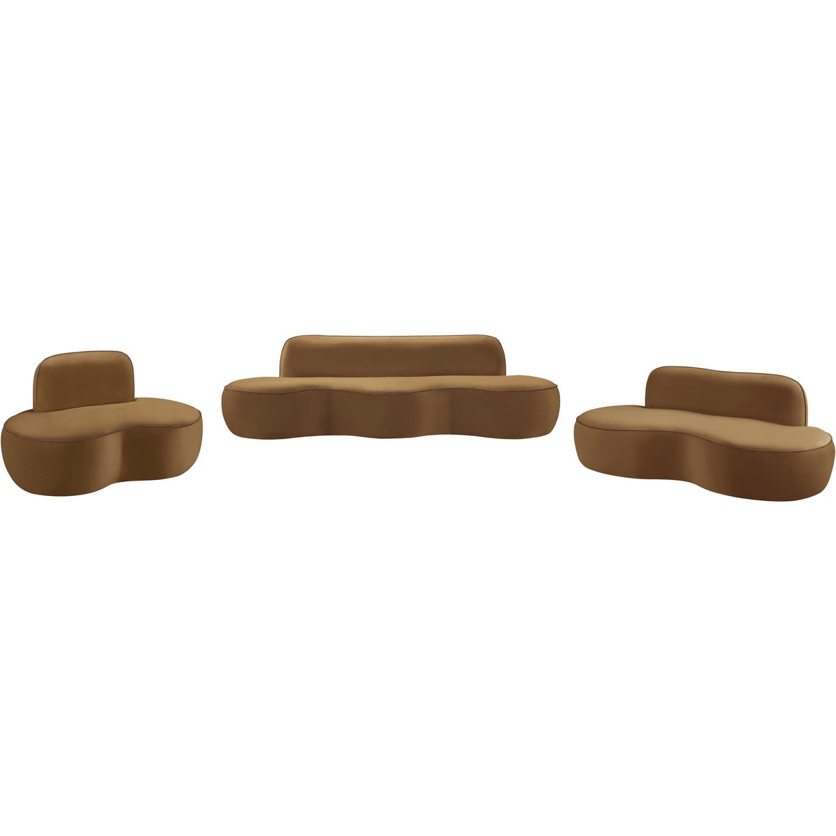 Swerve 7 7in Saddle Velvet Upholstered Loveseat