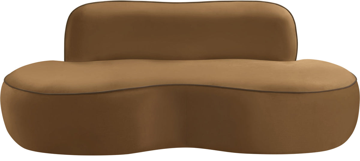 Swerve 7 7in Saddle Velvet Upholstered Loveseat
