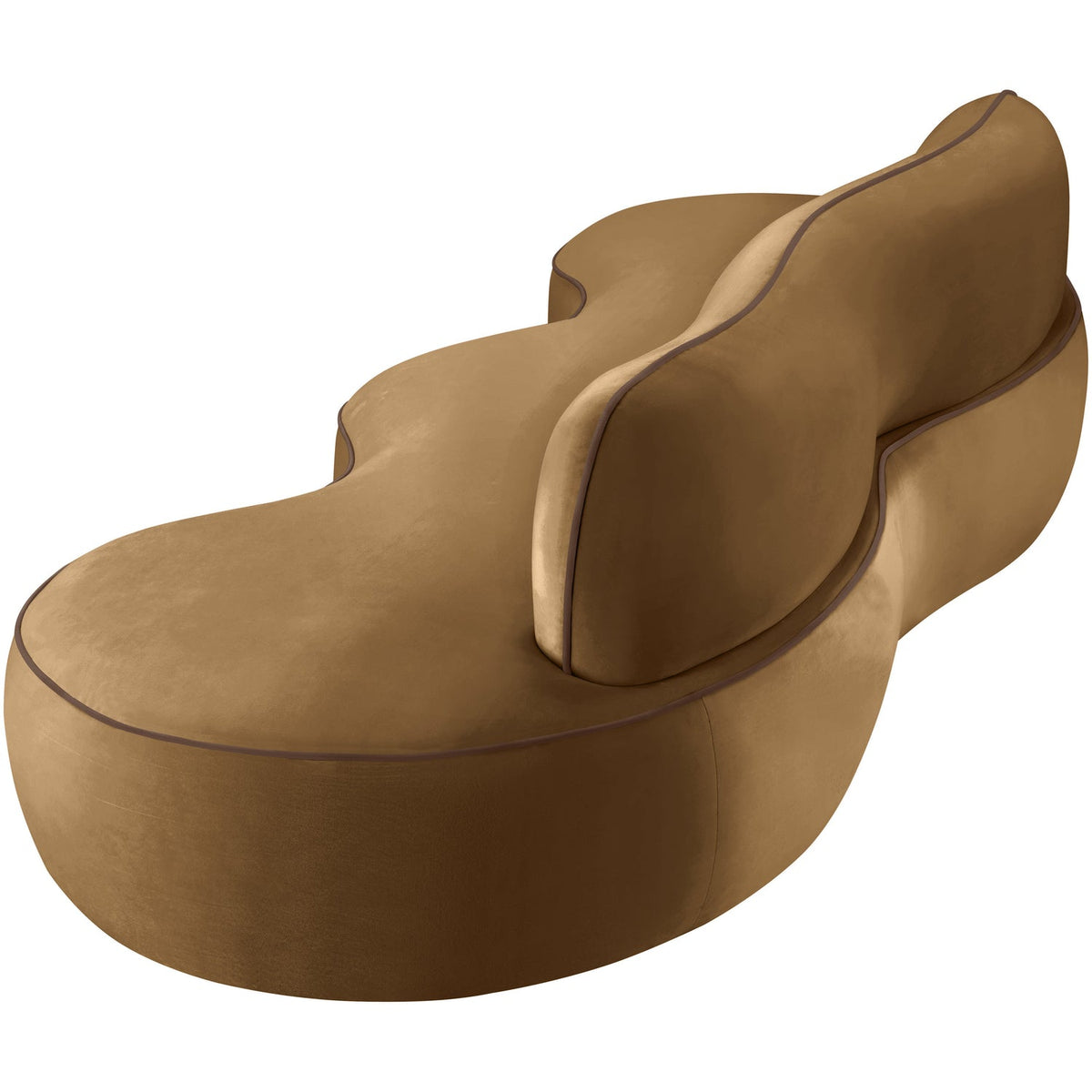 Swerve 100in Saddle Velvet Upholstered Sofa