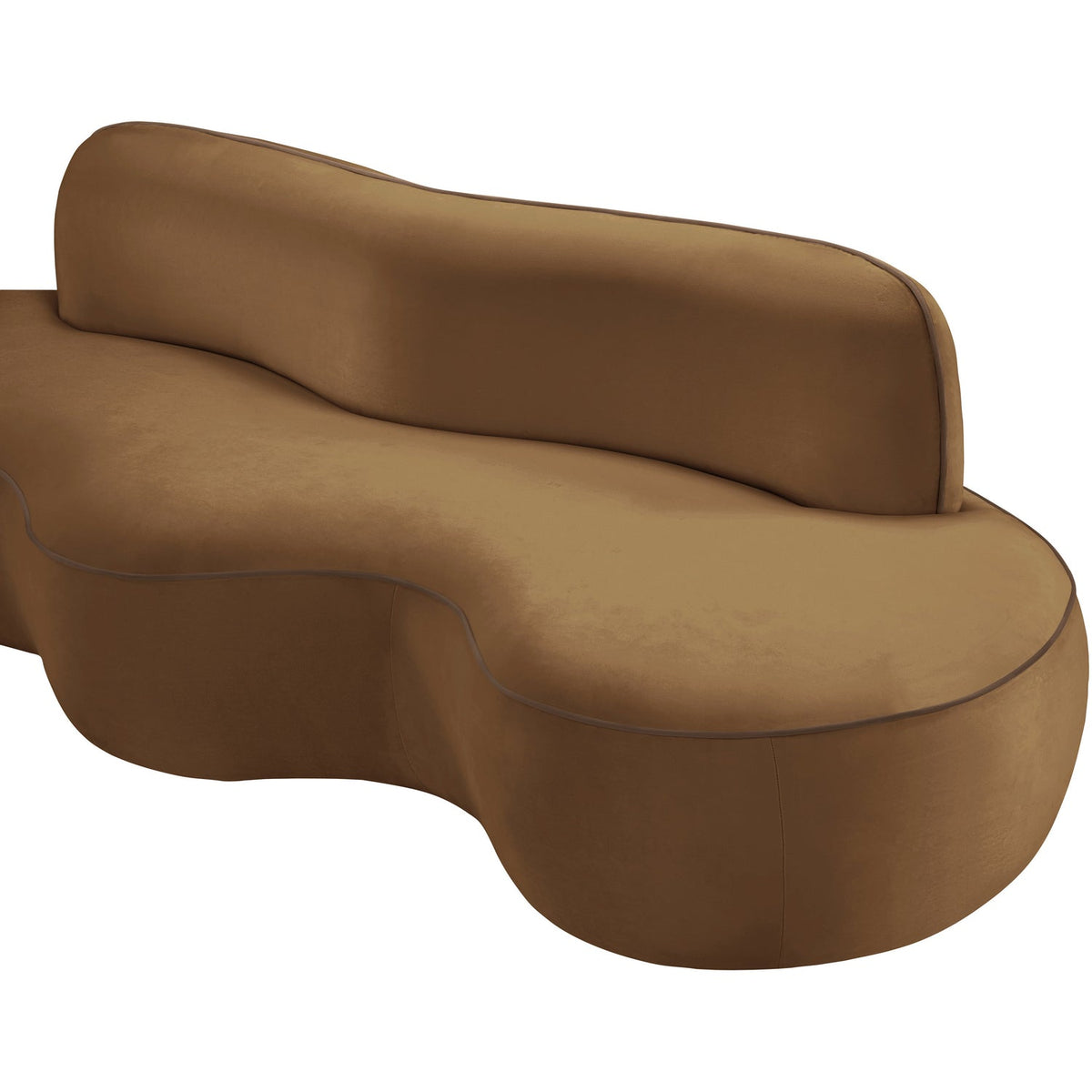 Swerve 100in Saddle Velvet Upholstered Sofa