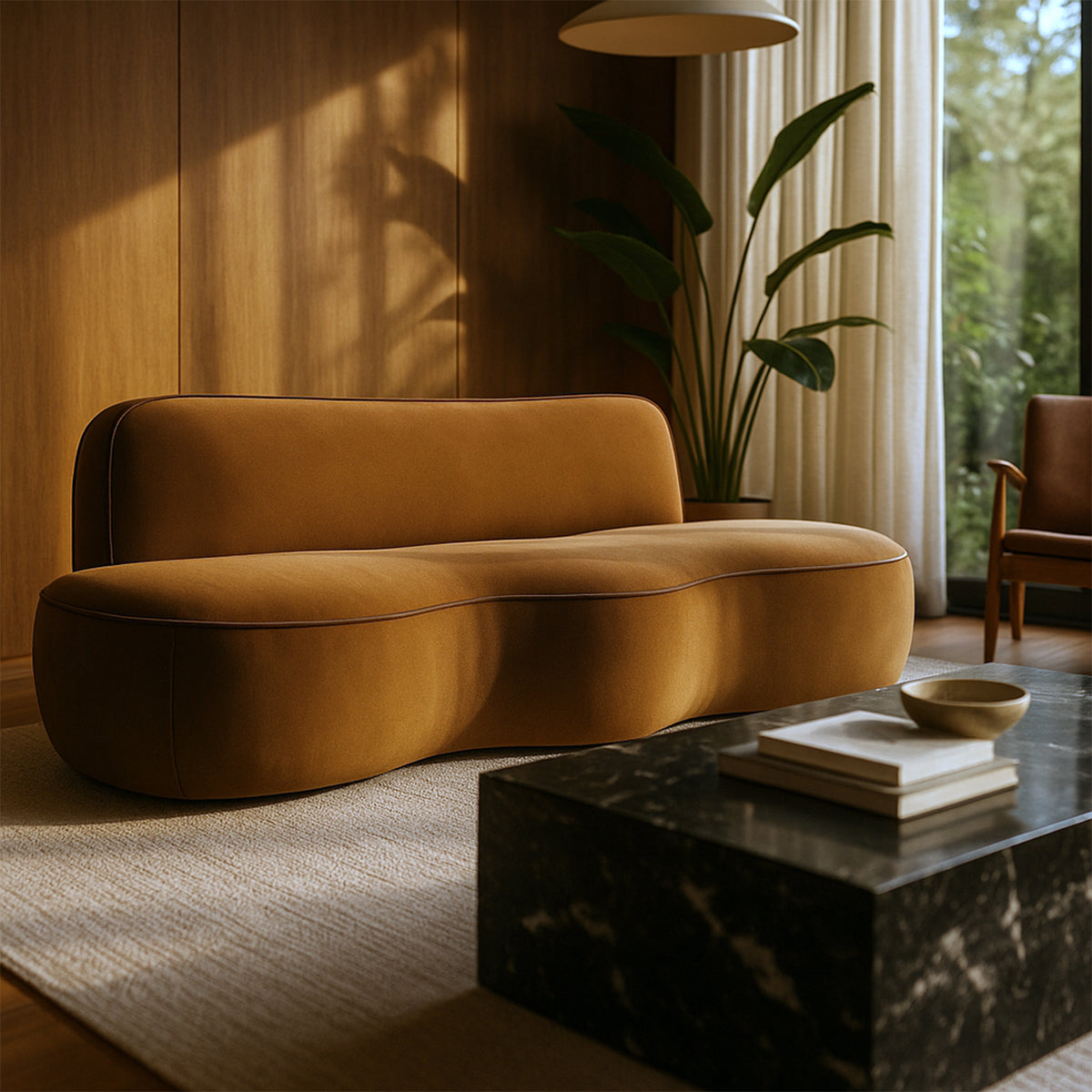 Swerve 10 0in Saddle Velvet Upholstered Sofa