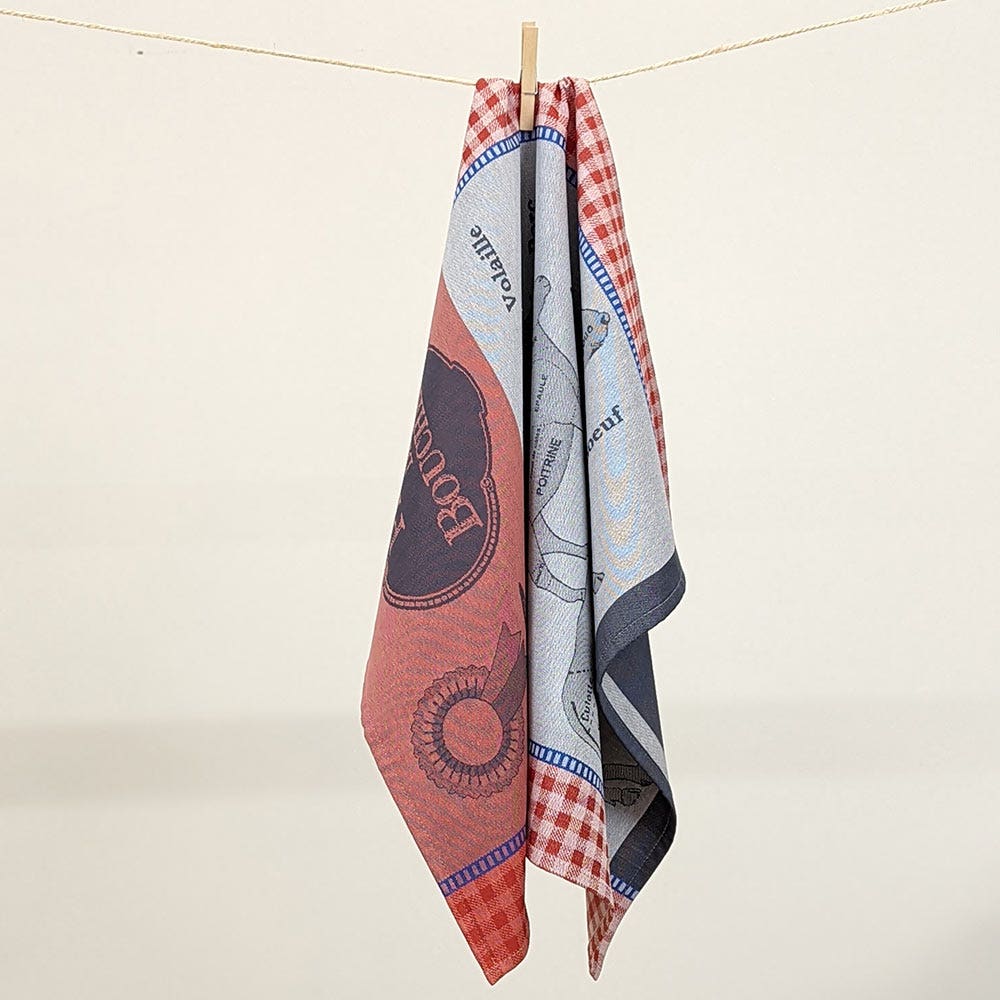 Garnier Thiebaut Piece De Boucherie Rouge Kitchen Towel Set of 4