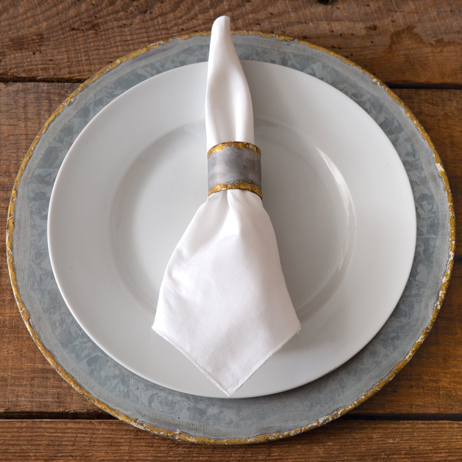 Gold and Galvanized Charger Set of 4