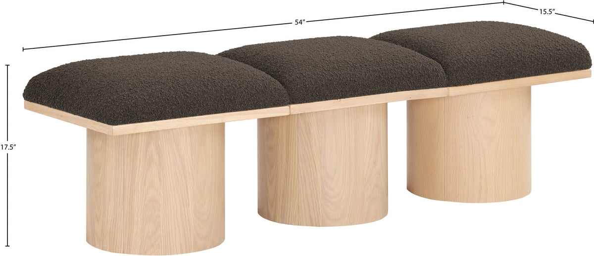 Pavilion Brown Boucle Fabric Upholstered 3 Piece Modular Bench
