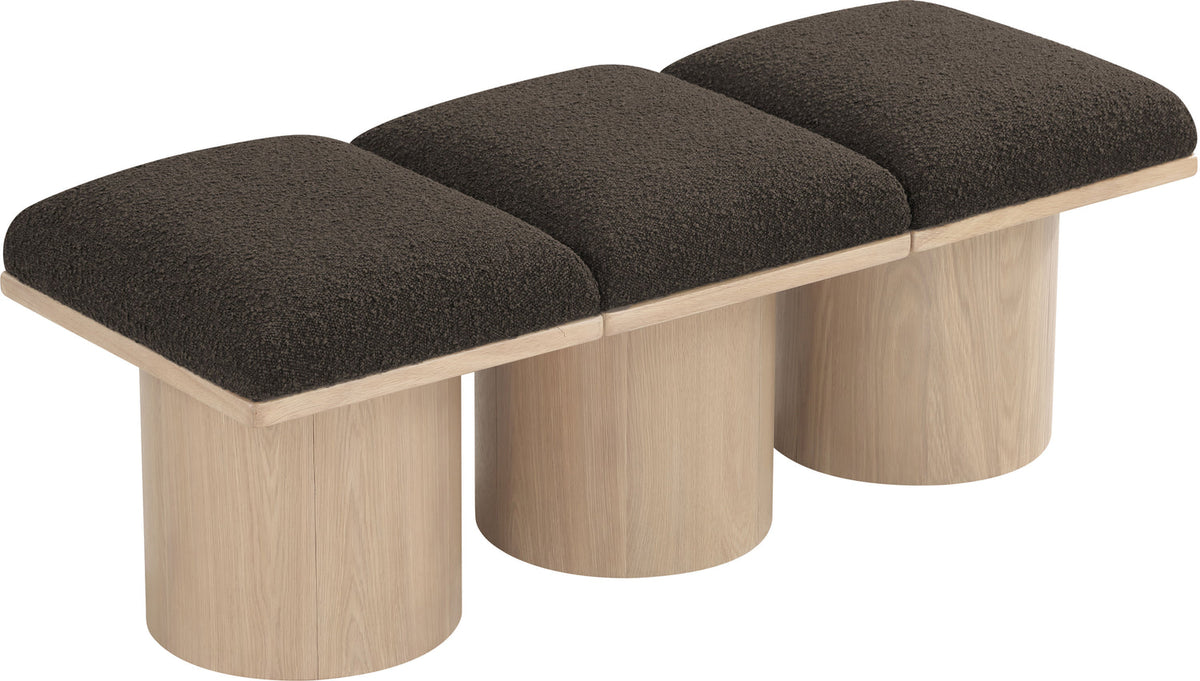 Pavilion Brown Boucle Fabric Upholstered 3 Piece Modular Bench