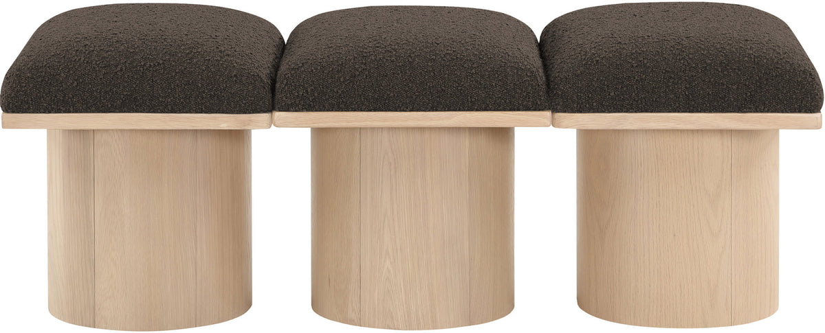 Pavilion Brown Boucle Fabric Upholstered 3 Piece Modular Bench