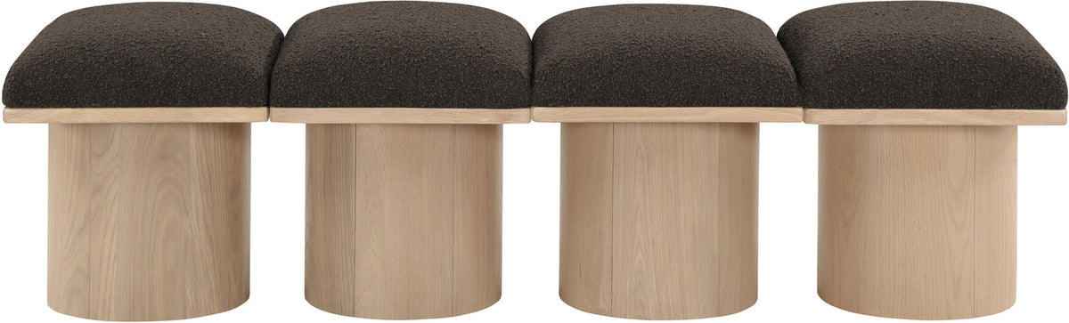 Pavilion Brown Boucle Fabric Upholstered 4 Piece Modular Bench