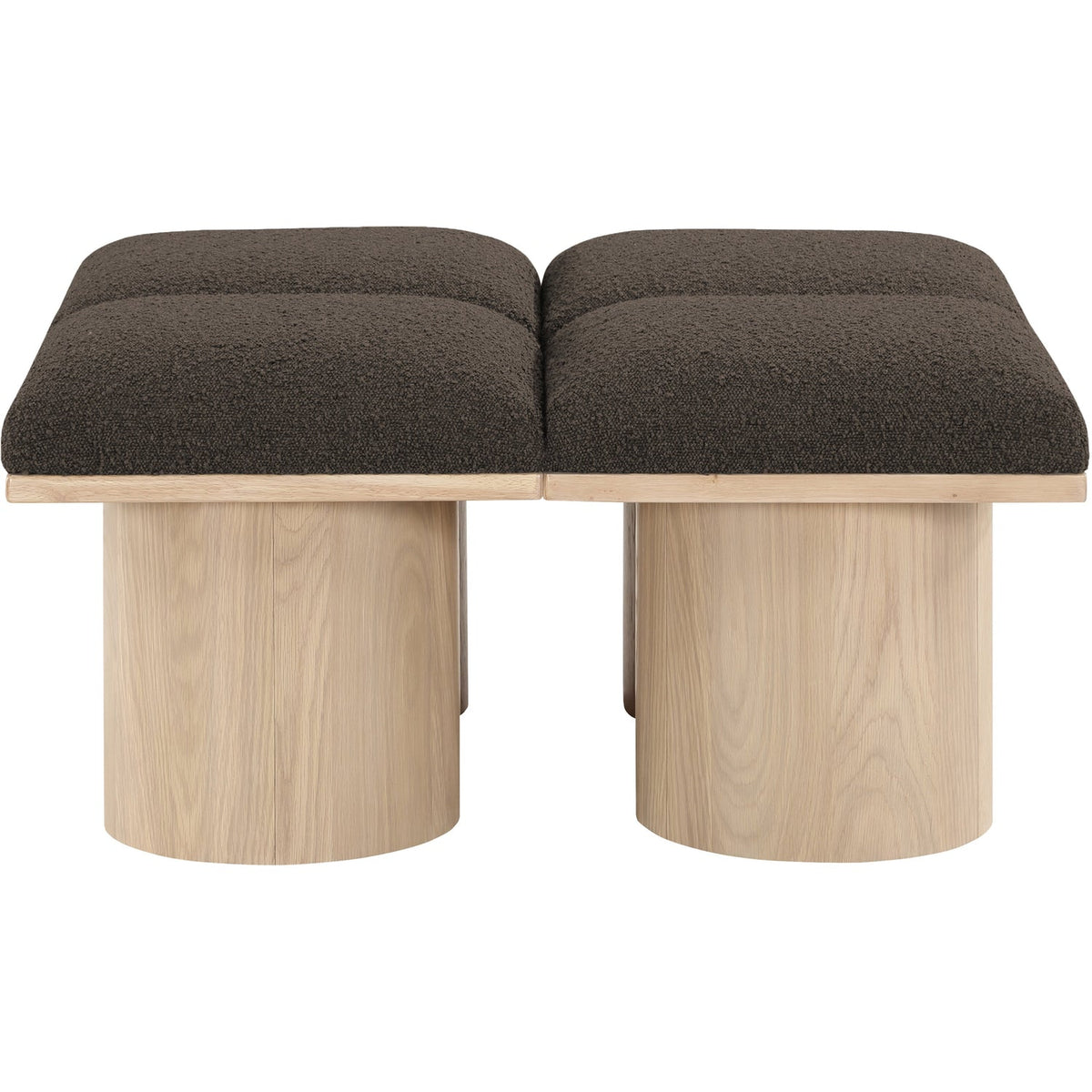 Pavilion Brown Boucle Fabric Upholstered 4 Piece Modular Bench