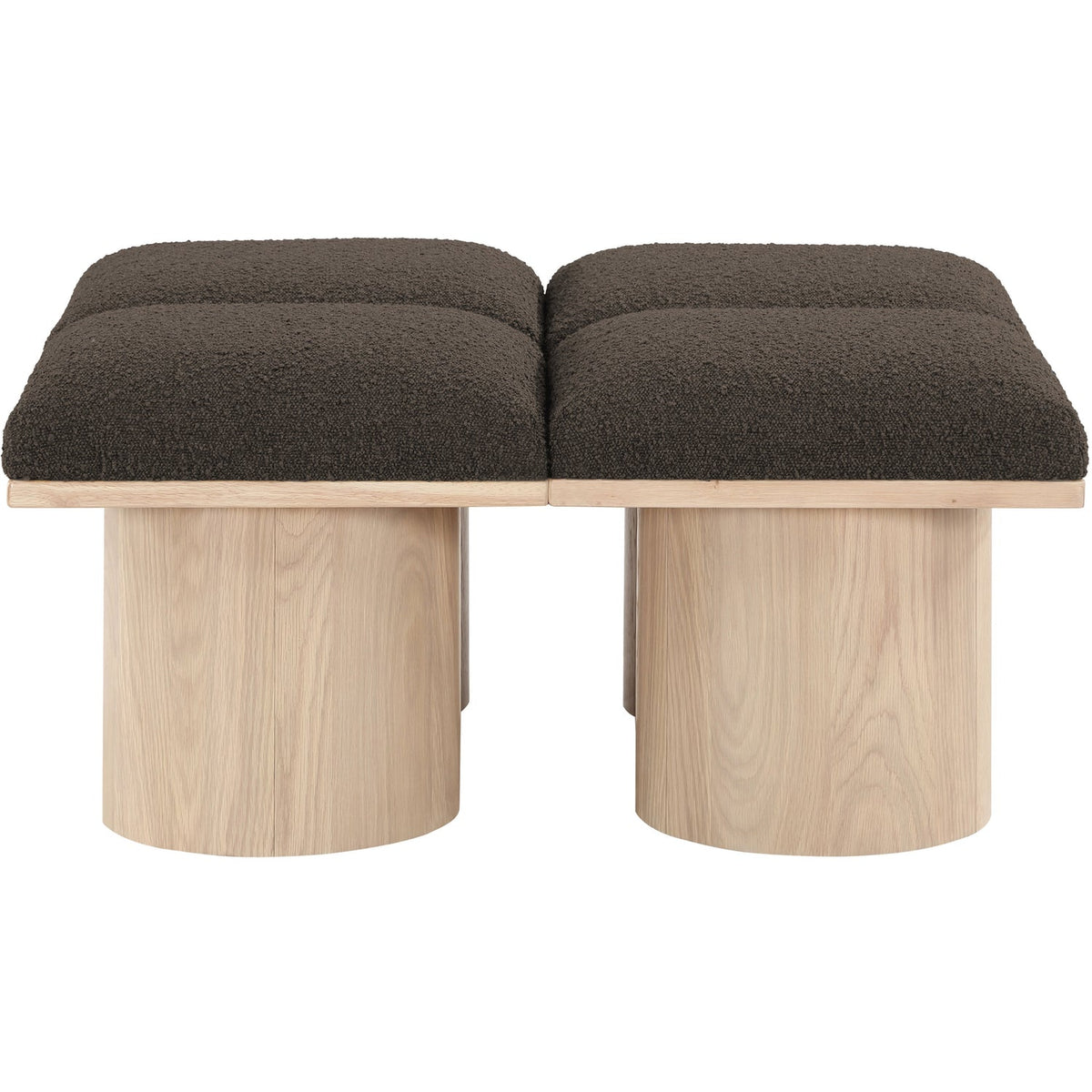 Pavilion Brown Boucle Fabric Upholstered 4 Piece Modular Bench