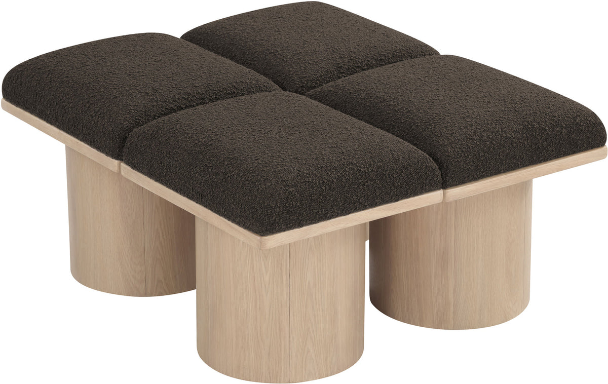 Pavilion Brown Boucle Fabric Upholstered 4 Piece Modular Bench