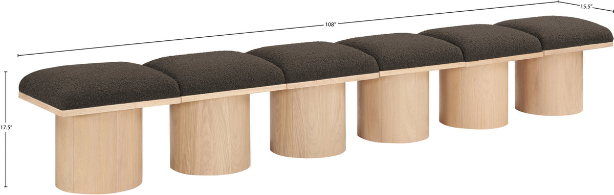 Pavilion Brown Boucle Fabric Upholstered 6 Piece Modular Bench