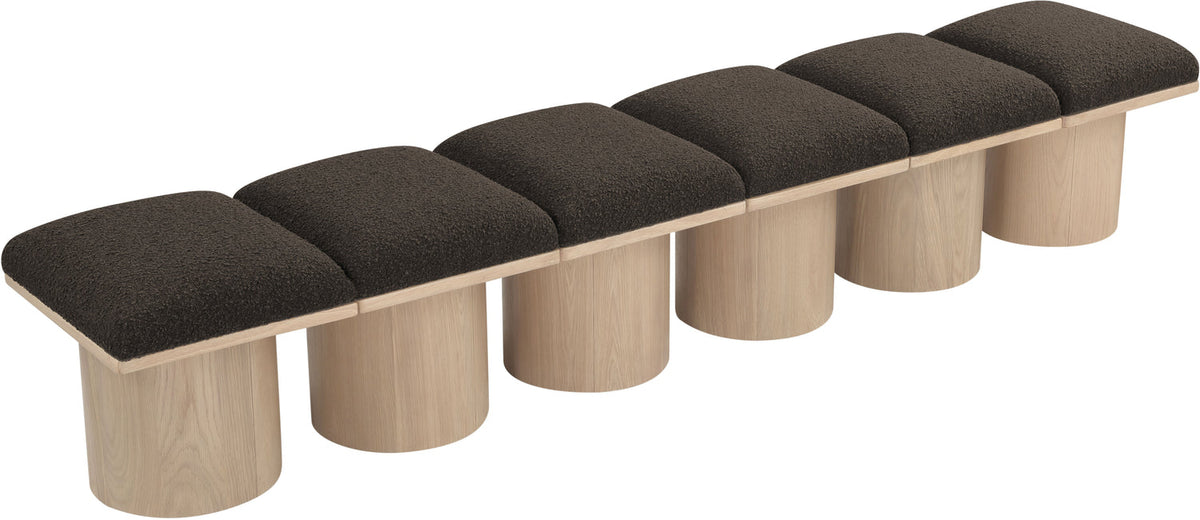 Pavilion Brown Boucle Fabric Upholstered 6 Piece Modular Bench