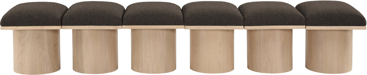 Pavilion Brown Boucle Fabric Upholstered 6 Piece Modular Bench