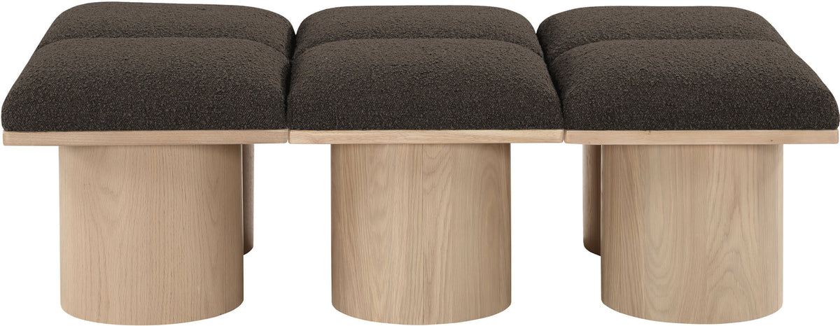 Pavilion Brown Boucle Fabric Upholstered 6 Piece Modular Bench