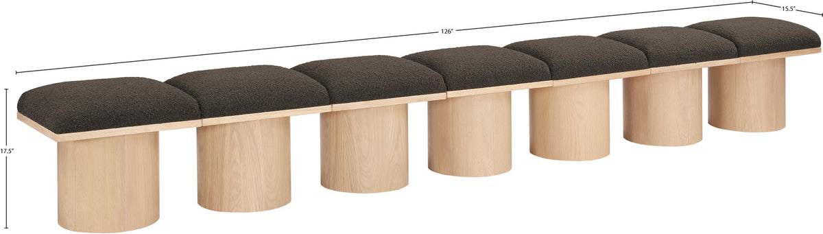 Pavilion Brown Boucle Fabric Upholstered 7 Piece Modular Bench