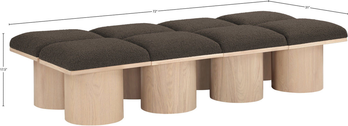 Pavilion Brown Boucle Fabric Upholstered 8 Piece Modular Bench